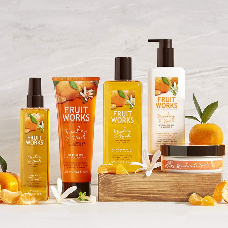 Fruit Works Mandarin & Neroli Cruelty Free & Vegan Body Scrub With Natural Extracts 1x 225ml - BeesActive Australia