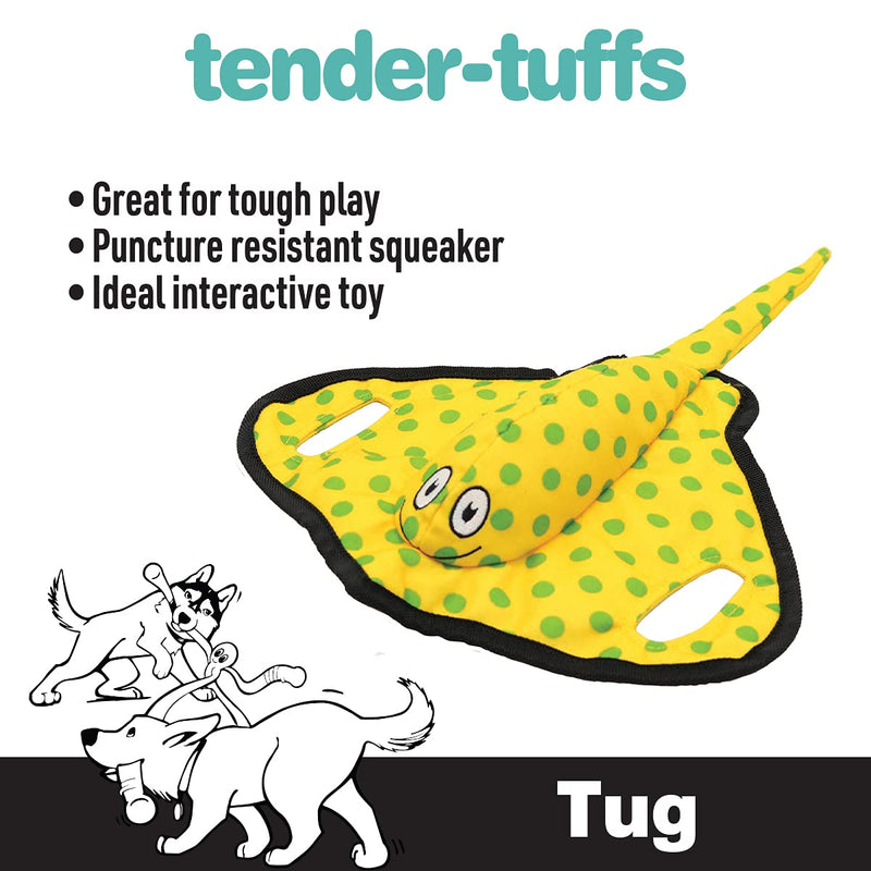 Snuggle Puppy Tender-Tuffs - Yellow Stingray Tug of War Plush Dog Toy - Great for Play and Interaction with Puncture Resistant Squeaker - BeesActive Australia