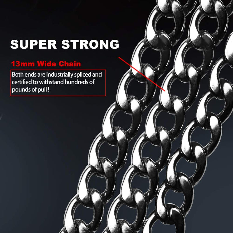 WATFOON Premium Extra Heavy Duty Dog Chain Leash,Perfect Metal Dog Leashes with Soft Padded Leather Handle for Large & Medium Size Pets Walking,Traffic Training and Traveling Black - BeesActive Australia