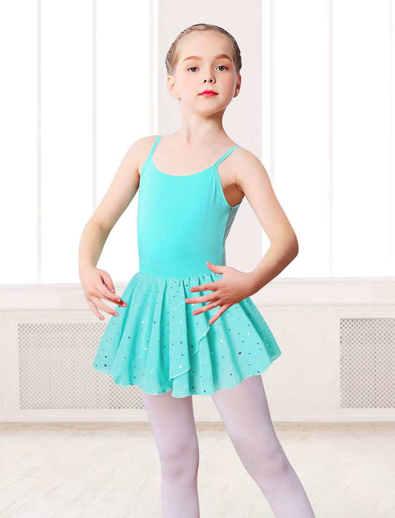 Vieille Girls Ballet Leotard with Shiny Skirt Ballerina Dress with Adjustable Straps for 3-9 Years Aqua 6-7 Years - BeesActive Australia