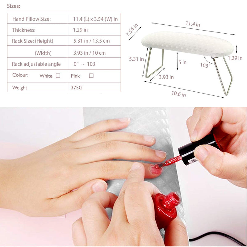 Nail Arm Rest, Hand Rest for Nail Microfiber Soft Leather Manicure Nail Rest with Non-slip, Professional Hand Pillow Cushion Table Desk Station for Nail Techs Use (White) - BeesActive Australia