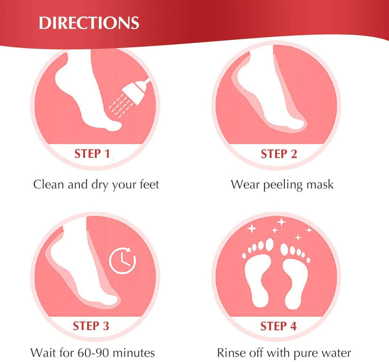 Foot Peel Mask, Exfoliating Foot Mask for Softer, Smoother Foot. Gently Peel Away Calluses & Dead Skin, Repair Rough Heels 4 Pairs (red) - BeesActive Australia