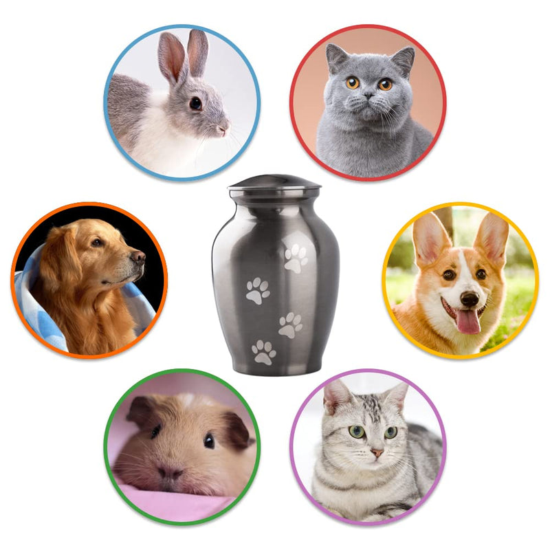 PCS Memorial Pet Cremation Urns for Dogs and Cats Ashes, Paws Engraved Pet Urn,Dog Keepsake Urns for Ashes S(0-45lbs) Silver,Vertical paw - BeesActive Australia