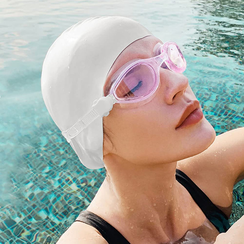 2 Pack Unisex Swim Caps Waterproof Silicone Swimming Caps Durable Elastic Non-Slip Bathing Swimming Pool Caps with Ear Plugs & Nose Clips for Women Men Adults Boys Girls Black&White - BeesActive Australia