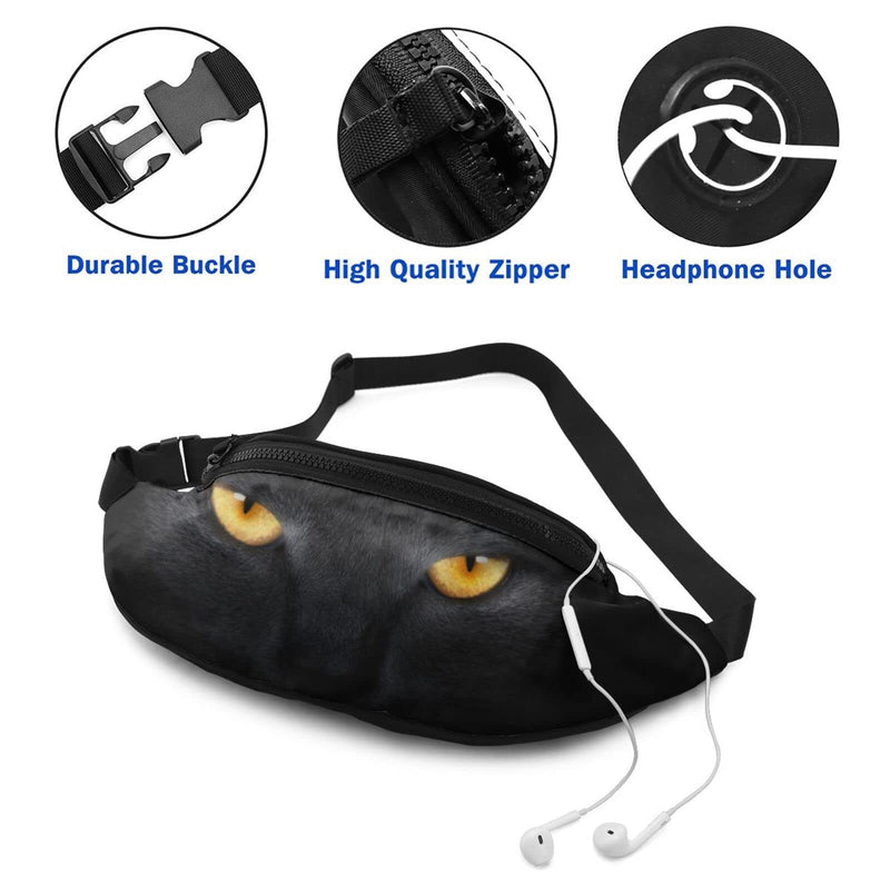 Black Cat Fanny Pack For Men Women,With Adjustable Zipper Lightweight Strap Waist Pack For Casual Running Hiking Black Cat - BeesActive Australia