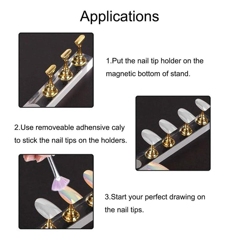 Optokeko Acrylic Nail Display Stand Magnetic Nail Practice Holder, Silver DIY False Nail Tip Practice Stand Fingernail Nail Art Stand - BeesActive Australia