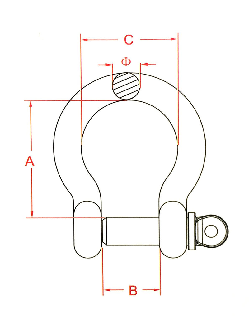 [AUSTRALIA] - 2 Pieces Stainless Steel 316 Forged Bow Shackle 3/8" (10mm) Marine Grade 