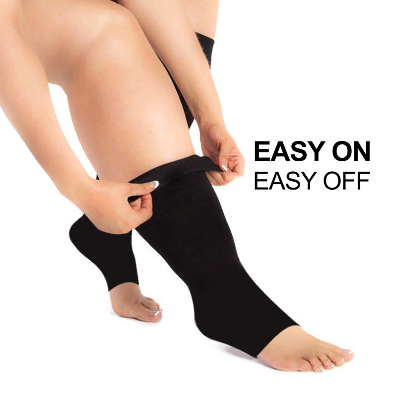 Zeta Socks Open Toe XXXL 26 Inch Wide Calf Plus Size Compression 20-30 mmHg (1 Pair) 3X-Large Black - BeesActive Australia