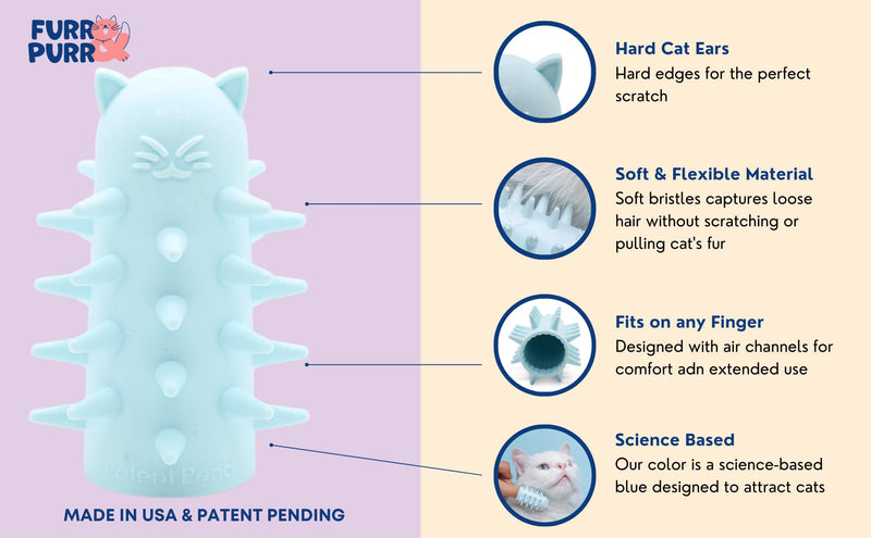 Fur&Purr Cat Grooming Brush & Massager Indoor Cats & Dogs. Kitten Long Hair Removal Comb for Cat Purrs & Scratches Small One Pack - BeesActive Australia