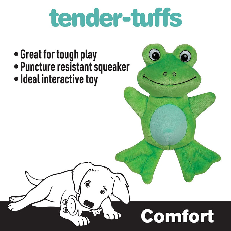 Snuggle Puppy Tender-Tuffs - Comfort Plush - Tough Dog Toy - Proprietary TearBlok Technology - Soft Green Frog with Squeaker - BeesActive Australia