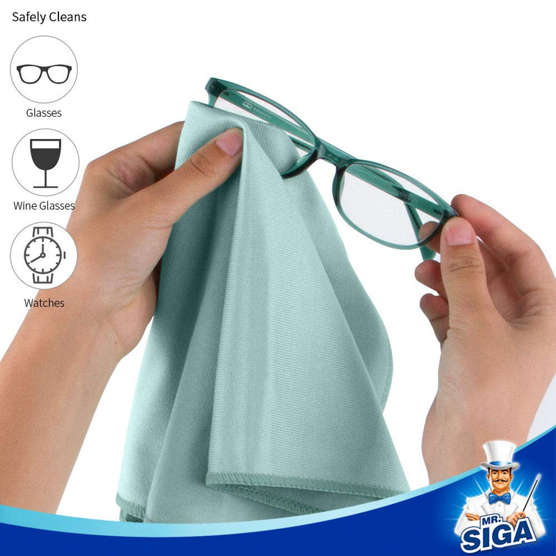 MR.SIGA Ultra Fine Microfiber Cloths for Glass, Pack of 12, 35 x 40cm 13.7" x 15.7" 12 Pack-13.7 X 15.7 inch - BeesActive Australia