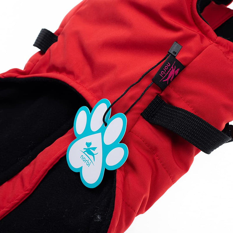 Norbi Pet Warm Jacket Small Dog Vest Harness Puppy Winter 2 in 1 Outfit Cold Weather Coat S Red - BeesActive Australia