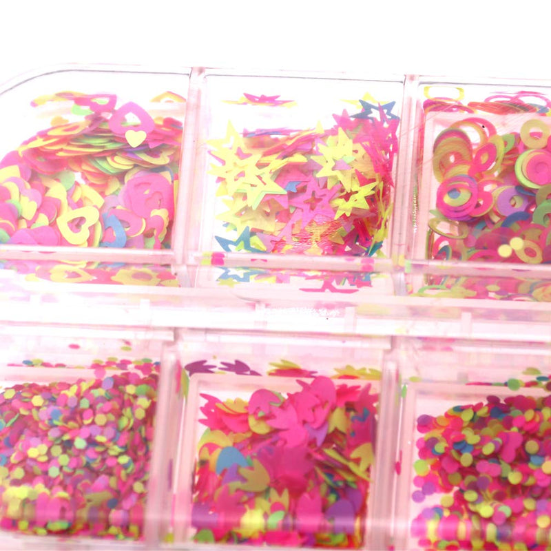 Butterfly Nail Art Glitter Sequins Flower Flame Heart Star Fluorescence Nail Sequin Acrylic Paillettes Holographic Nail Sparkle Glitter Sheets Tips for Nail Art Decoration - BeesActive Australia