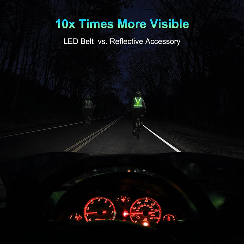 LED Reflective Vest Running Gear, USB Rechargeable LED Light Up Vest High Visibility with Adjustable Waist/Shoulder Green - BeesActive Australia