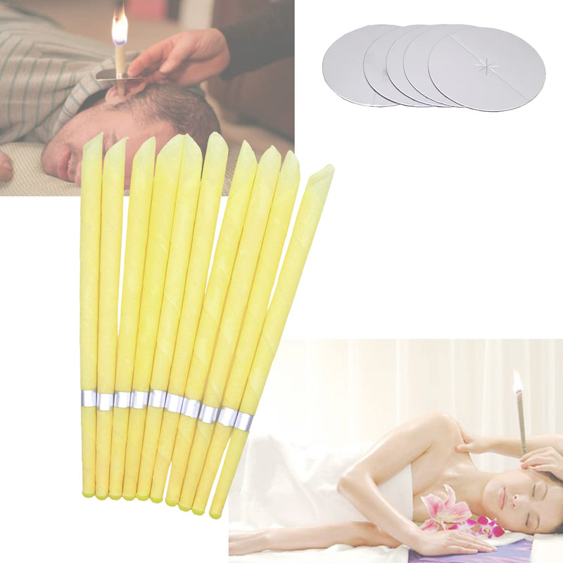 Ear Candles Hopi 10 pcs - Natural Ear Candles Beeswax Candling Cones with 5 Protective Disks (Yellow) Yellow - BeesActive Australia