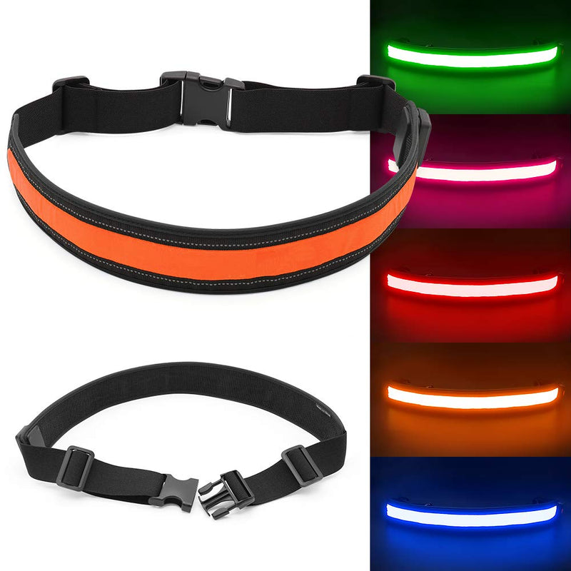 Illumifun Elastic LED Running Belt - USB Rechargeable - Glowing LED Waistband, High Visibility Waist Light, Light Up Safety Gear for Running, Cycling, Camping, Walking, etc Orange - BeesActive Australia