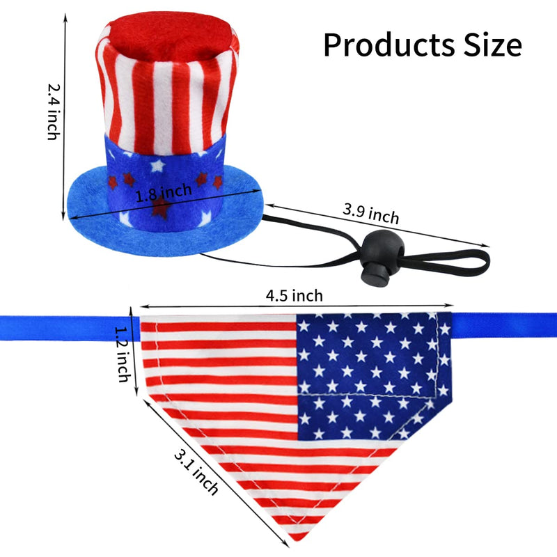 CooShou 4 Pcs Pet Independence Day Costume Pet 4th of July Guinea Pig Hat and Bandana Uncle Sam Rabbit Hat American Flag Small Animals Hat Bandana Triangle Bib Scarf with Stars and Stripes Pattern Large - BeesActive Australia