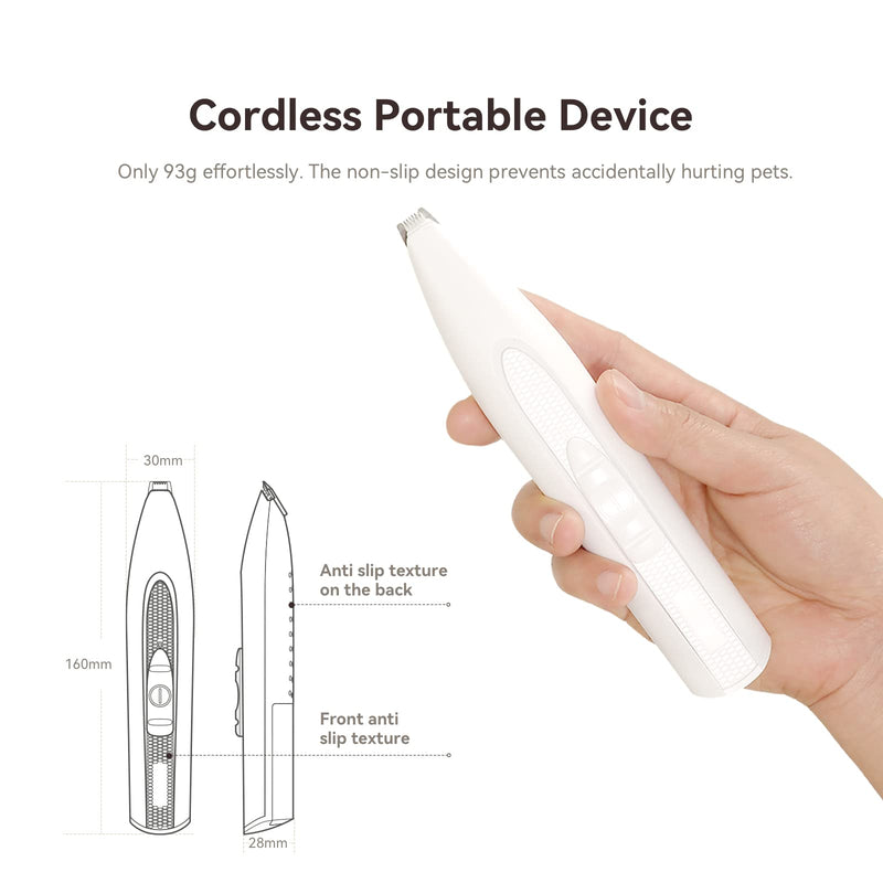 PAWBBY Dog Paw Trimmer, Low Noise Cordless Electric Shaver Grooming Clippers for Trimming Small Dogs and Cats Hair Around Face, Paw Pads, Eyes, Ears, Rump - BeesActive Australia