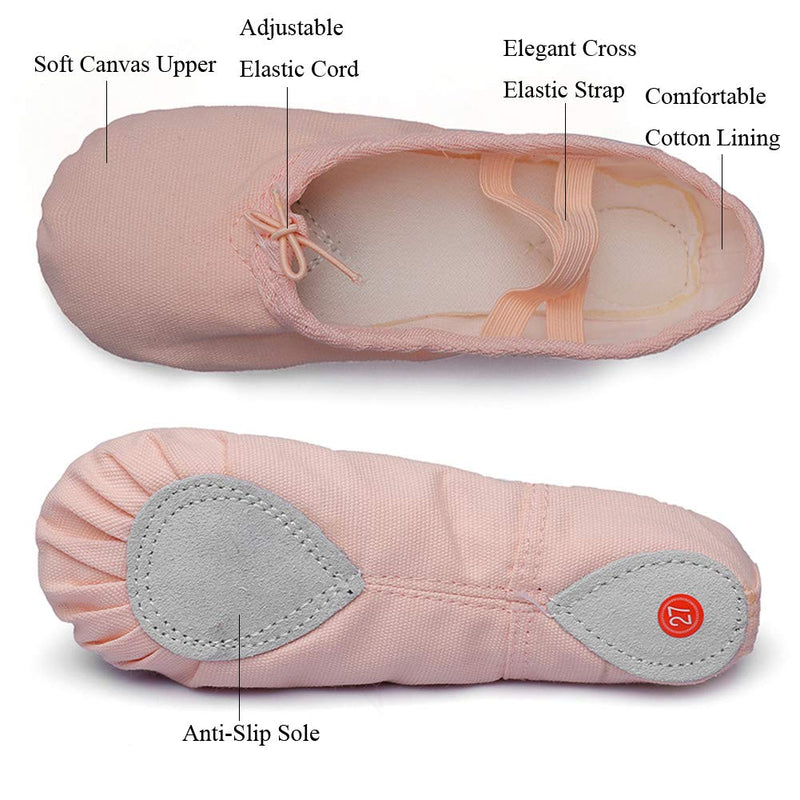 [AUSTRALIA] - MSMAX Kids Canvas Ballet Shoes Women Professional Dance Flats (Toddler/Little Kid/Big Kid) 11.5 Little Kid Light Beige 