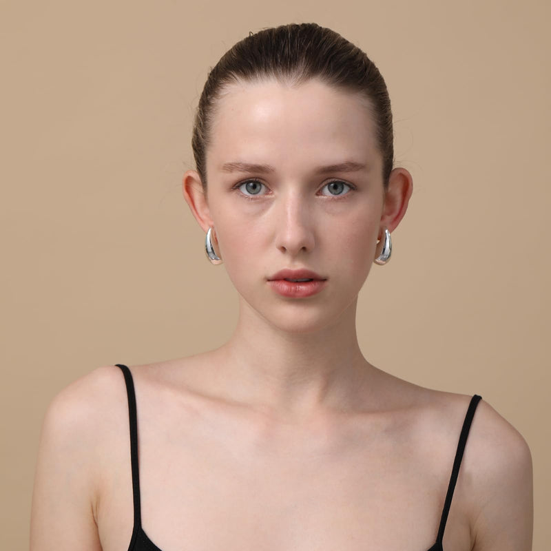 Apsvo Chunky Gold Hoop Earrings for Women, Dupes Earrings Lightweight Waterdrop Hollow Open Hoops, Hypoallergenic Gold Plated Earrings Fashion Jewelry for Women Girls silver - BeesActive Australia