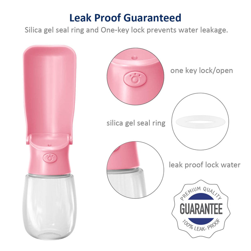 Pet Water Bottle for Dogs, Dog Water Bottle Foldable, Dog Travel Water Bottle, Dog Water Dispenser, Lightweight & Convenient for Travel BPA Free 12 oz #02 Pink - BeesActive Australia