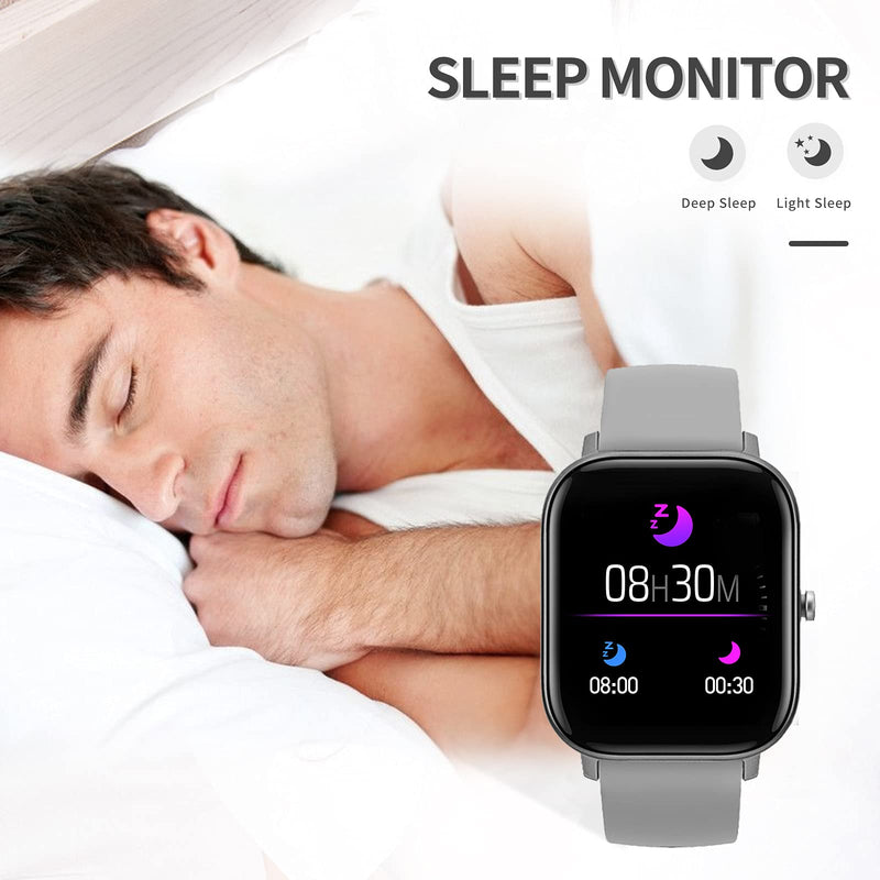 Fitness Tracker Blood Pressure Heart Rate Monitor Blood Oxygen Activity Pedometer Big Fitness Tracker Sleep Monitor for Women Men P8 gray - BeesActive Australia