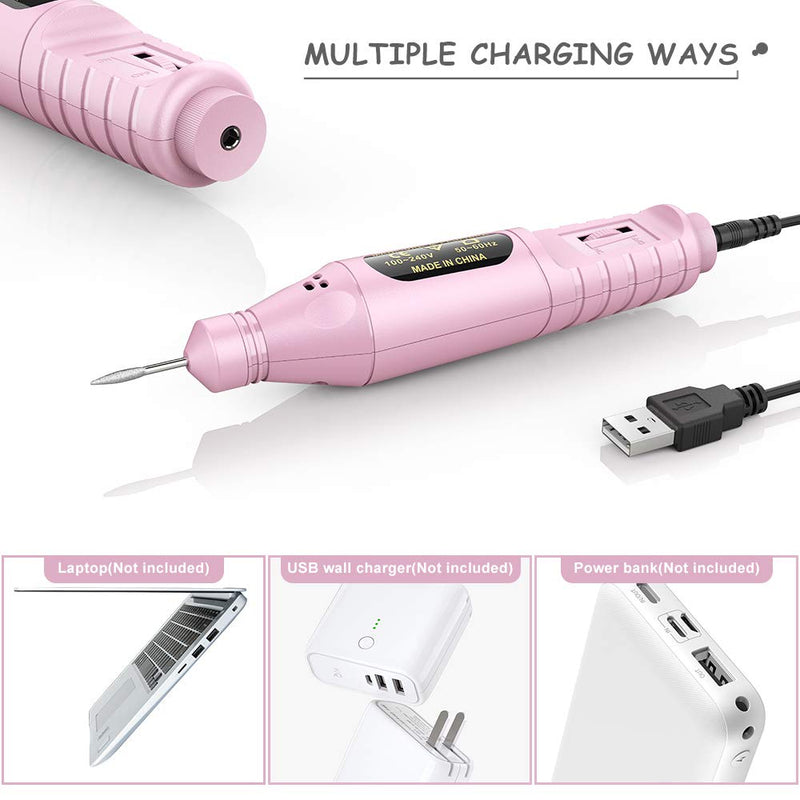 Portable Electric Nail Drill - Professional Efile Electrical Professional Nail File Kit for Acrylic, Gel Nails, Manicure Pedicure Polishing Shape Tools Design for Home Salon Use - BeesActive Australia