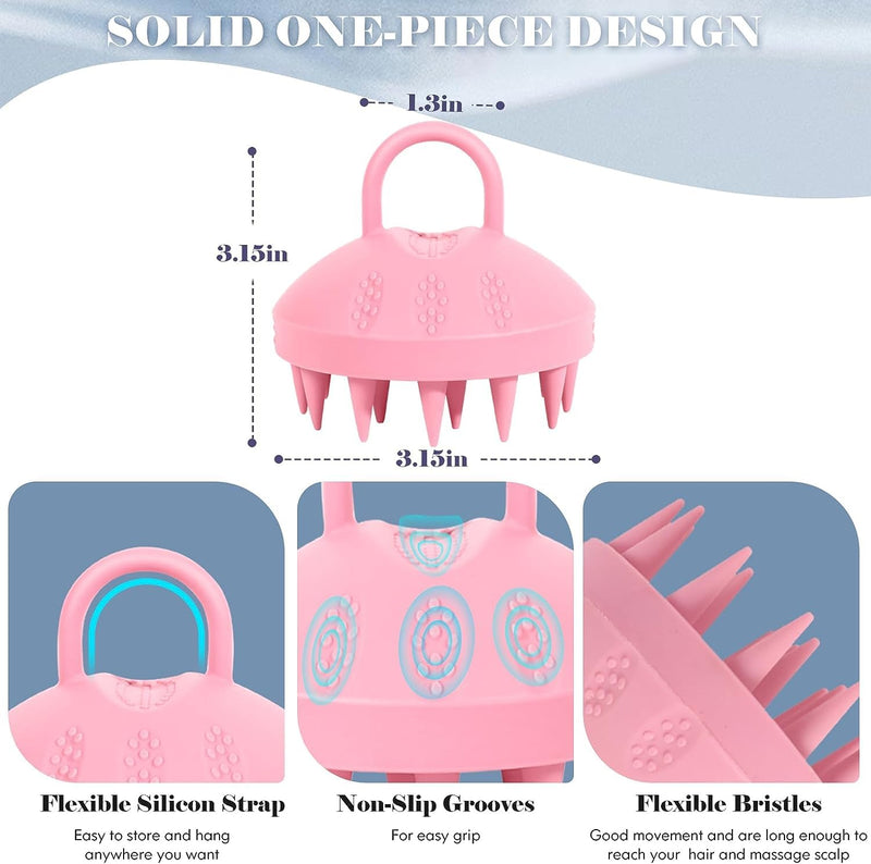 Sofmild 100% Silicone Scalp Massager Shampoo Brush, Scalp Scrubber Scalp Brush with Soft Silicone Bristles, Wet Dry Head Scrubber/Exfoliator for Dandruff Removal, Hair Growth & Scalp Care, Pink Orchid Pink - BeesActive Australia