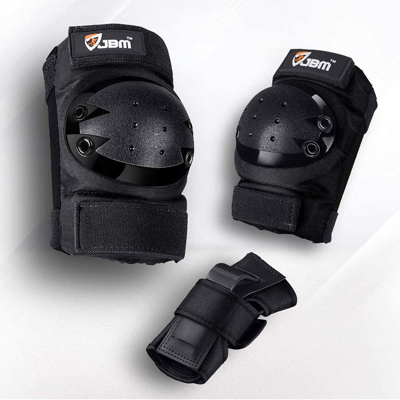 JBM Adult/Youth Knee Pads Elbow Pads and Wrist Guards Full Protective Gear for Skateboarding Skate Inline Riding Beginner Scooter Roller Skater Black Youth - BeesActive Australia