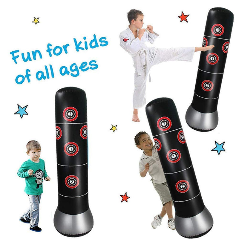 Inflatable Punching Bag for Kids, Fitness Punching Tower Bag for Immediate Bounce Back, Bop Bag for Boxing Reaction Speed Kick Training Pressure Relieving Boxing Target Bag 4.92ft with Foot Pump - BeesActive Australia