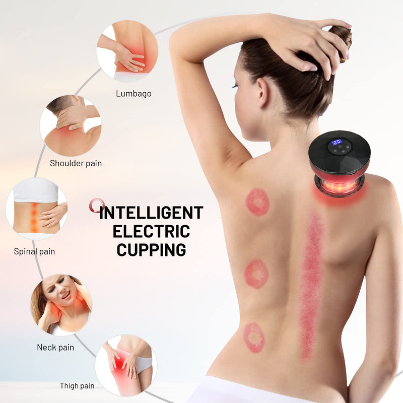 Electric Cupping Therapy Massager Machine, 3 in 1 Rechargeable Gua Sha Massager with 3 Suction Modes, Vacuum Cupping Therapy Set Handheld Scraping Tool with LCD Screen, 12 Suction Levels Adjustable - BeesActive Australia
