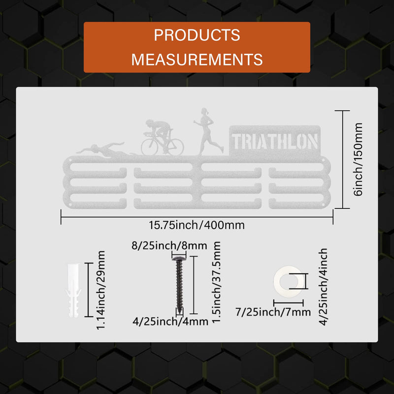 GLOBLELAND Triathlon Medal Holder Display Hanger Rack Frame for Sport Race Girls Pattern Metal Medal Hanger for Triathlon Swimming Running Bicycle Competitions,15.75x6Inches - BeesActive Australia