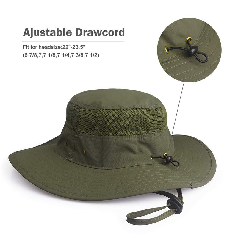 [AUSTRALIA] - Fishing Hat Sun Hat UV Protection Wide Brim Cap for Men Women Boonie for Safari Beach Golf Army Green 2 Pack 