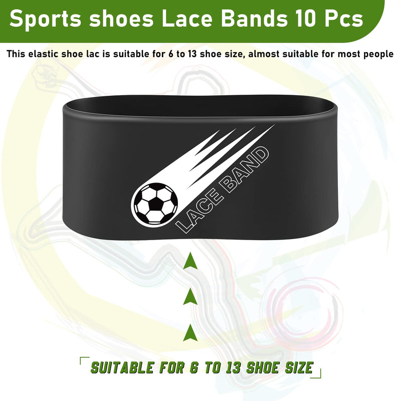Youth Lace Bands Soccer Cleat Lace Protector Cleat Covers Elastic Shoe Laces Rubber Shoe Covers Soccer Equipment Accessories for Soccer Sports Cleats Occasion Black 10 - BeesActive Australia