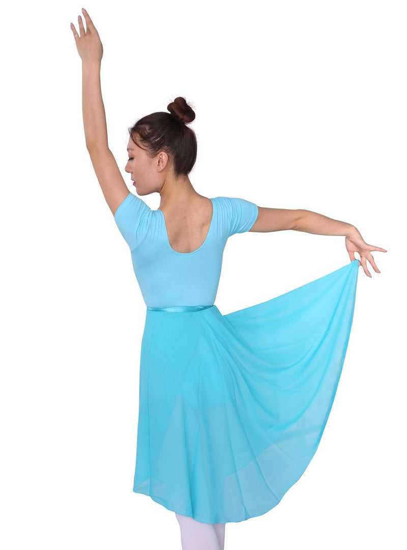 [AUSTRALIA] - woosun Adult Ladies Ballet Leotard Tutu Skirt Women Dance Wrap Over Scarf 60cm Length Skirt Chiffon Light Blue 