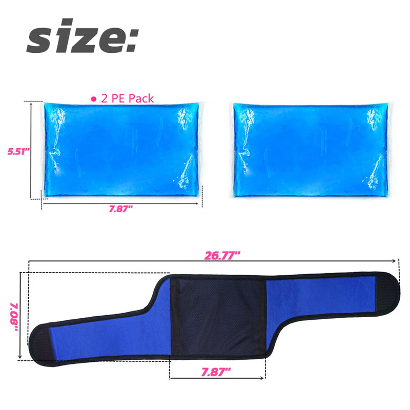 Knee Ice Pack Wrap for Knees Replacement Surgery Reusable Hot Cold Packs for Sports Injuries, 2 Gel Ice Packs & Adjustable Knee Ice Wrap, Hot Cold Compress Therapy Pack for Knee Pain 3 Count (Pack of 1) - BeesActive Australia