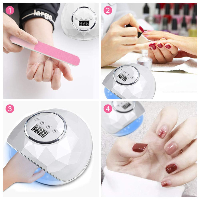 86W LED UV Nail Lamp, Fast Nail Dryer with Automatic Sensor for Fingernails and Toenails - 4 Timer Setting and LCD Display Professional Gel Nail Polish Curing Light Lamp for Nail Lovers Salon Use White-86w - BeesActive Australia