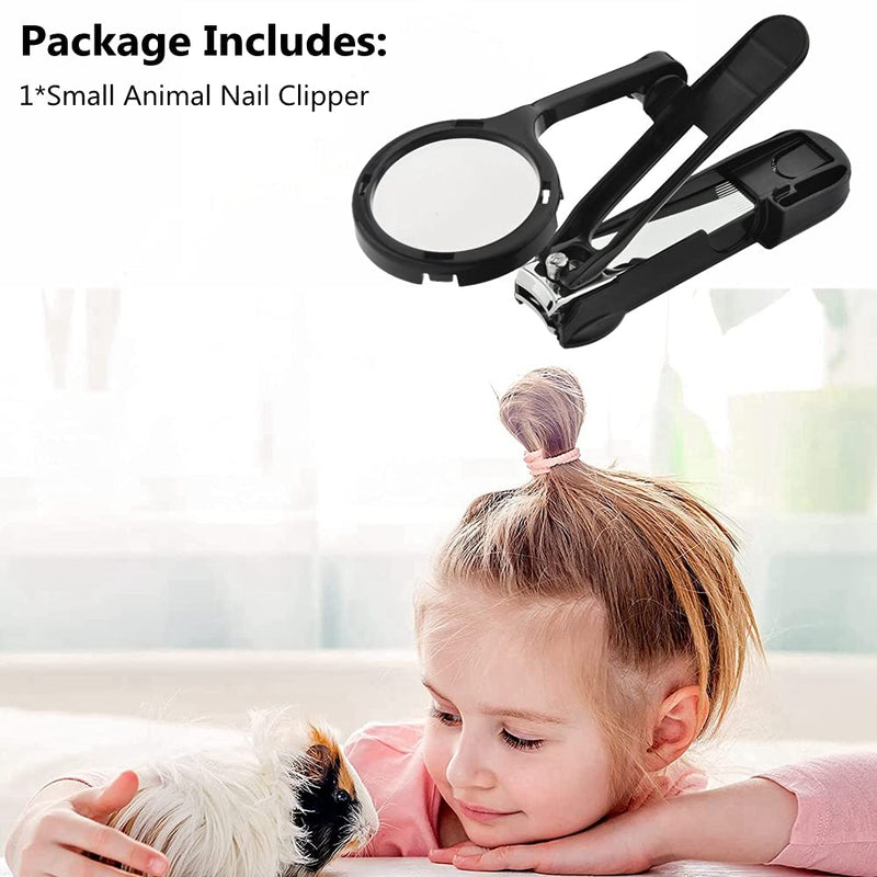 HAICHEN TEC Guinea Pig Nail Clippers with Magnifying Glass Stainless Steel Claw Toenail Trimmer for Small Animal Hedgehog Rabbit Hamster Ferret Hamsters Chinchilla Sugar Glider Pet Grooming Supplies Black - BeesActive Australia