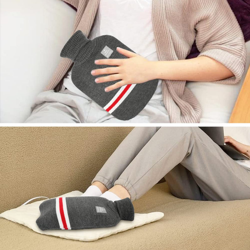 Large Hot Water Bottle with Knitted Cover, 2L Large Capacity Hot Water Bag with Removable and Washable Soft Cover for Pain Relief, Neck and Shoulders, Great Gift for Women, Men, Kids (2L-Dark Grey) 2L-Dark Grey - BeesActive Australia
