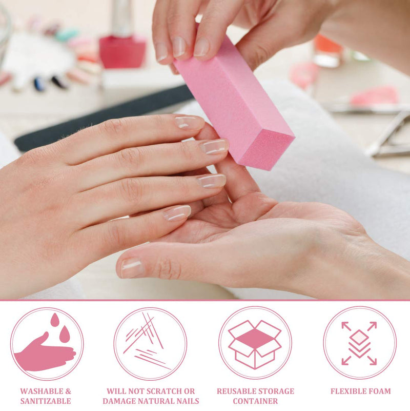 ForPro Pink Three-Sided Pedicure Block - 100/180 Grit - Three-Sided Pedicure Nail Buffer - 3.5” L x 1” W x 1.25” H – 15-Count - BeesActive Australia