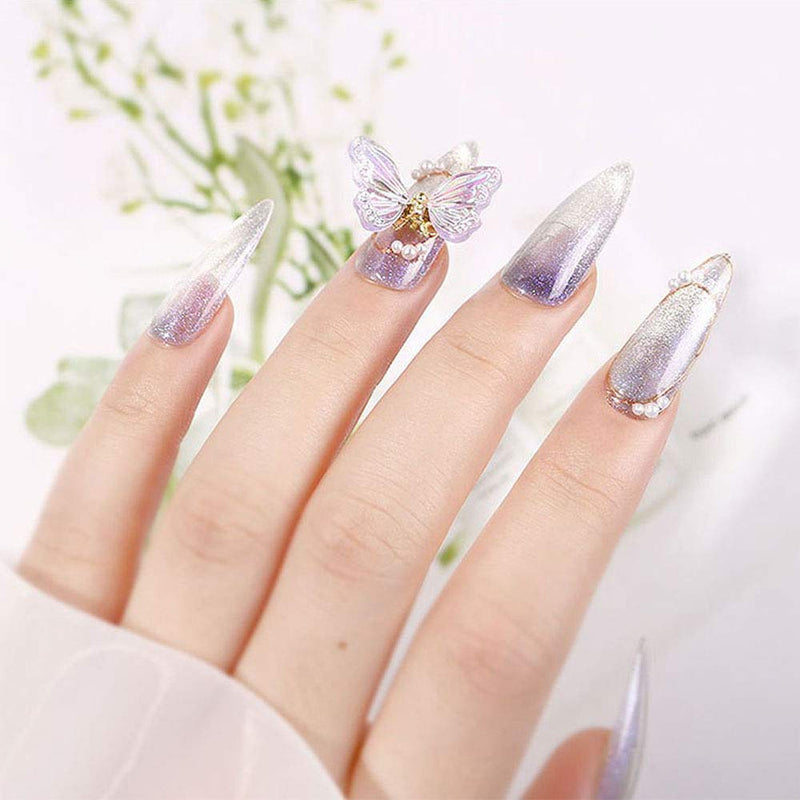 Lookathot 8PCS/Set 3D Nail Art Decals Spring Flying Butterfly Meteorite Do not Fade Metallic Studs Chain Rhinestones Crystal Alloy Manicure DIY Decoration Tools - BeesActive Australia