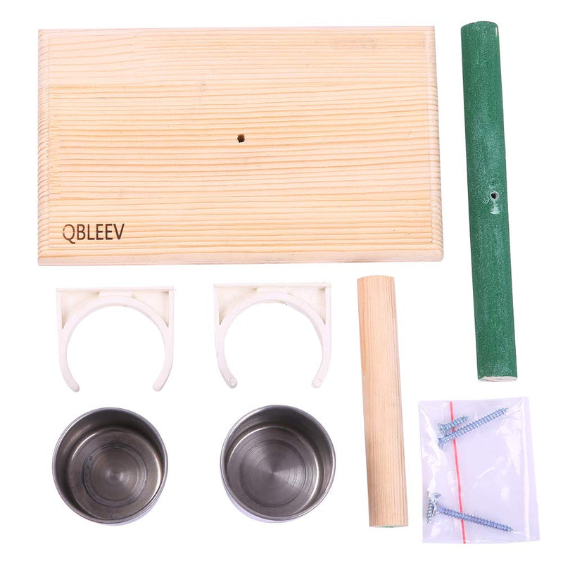 QBLEEV Bird Play Stands with Feeder Cups Dishes, Tabletop T Parrot Perch Shelf, Wood Playstand Portable Training Playground, Bird Cage Toys Accessories for Small Cockatiels, Conures, Parakeets, Finch bird t stand perch - BeesActive Australia