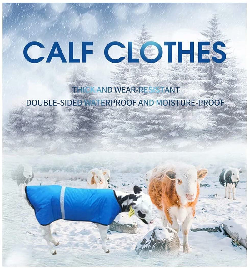 Calf Warm Clothes Calf Saver Coat Blanket for Keep Cow Warmming Thickened Belly Protection Windproof Large Size Blue - BeesActive Australia