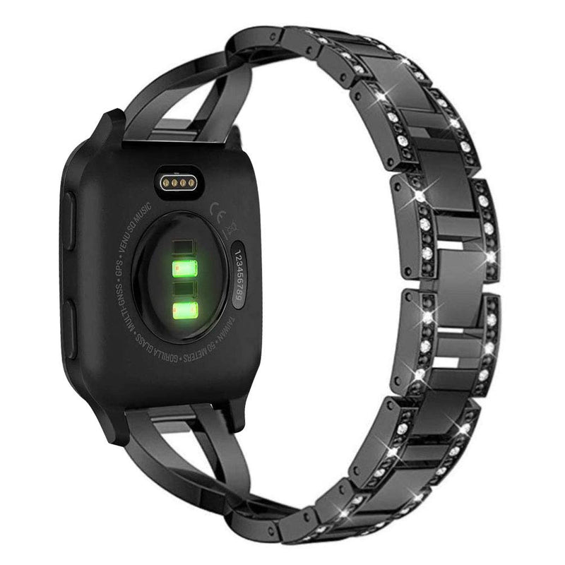 Sankel Compatible for Garmin Venu Sq Bands,Women Metal Replacement Chain Bangle Bracelet Strap Wristband for Garmin Venu/Venu Sq/Venu Sq Music,Vivoactive 3,Vivomove HR,Garmin Move Luxe/Style (Black) Black - BeesActive Australia