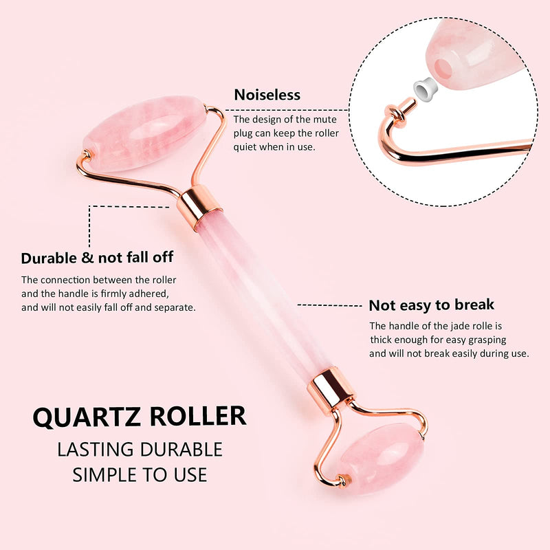 Deciniee Jade Roller and Gua Sha Set - Anti Aging Rose Quartz Face Roller Massager & Guasha Tool for Face, Eye, Neck - Natural Beauty Skin Care Tools Body Muscle Relaxing Relieve Wrinkles Pink - BeesActive Australia