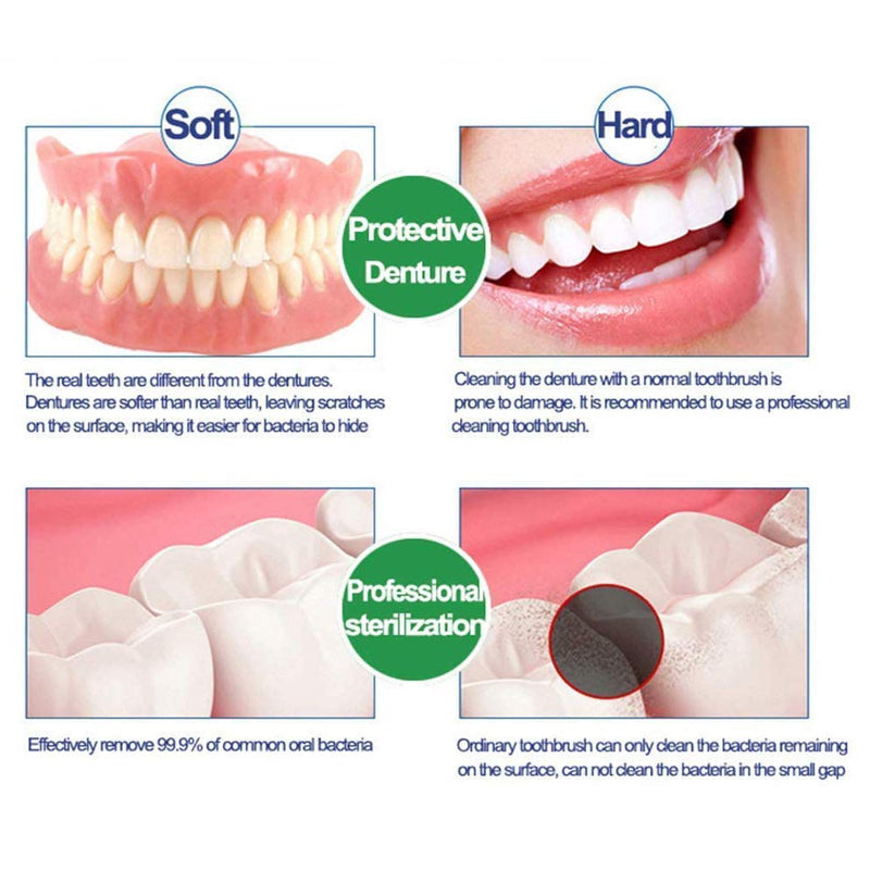 Denture Cleaning Brush，5 Pcs False Teeth Brushes Denture Cleaner Toothbrush Hard Denture Brush Double-Sided Toothbrush，for False Teeth Cleaning - BeesActive Australia