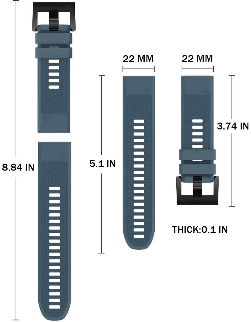 Watch Band Fenix 5 22mm Width Compatible with Fenix 5/Fenix 5 Plus/Fenix 6/Fenix 6 Pro/Forerunner 935/Forerunner 945/Instinct Tide/Instinct Tactical Rock Cyan - BeesActive Australia