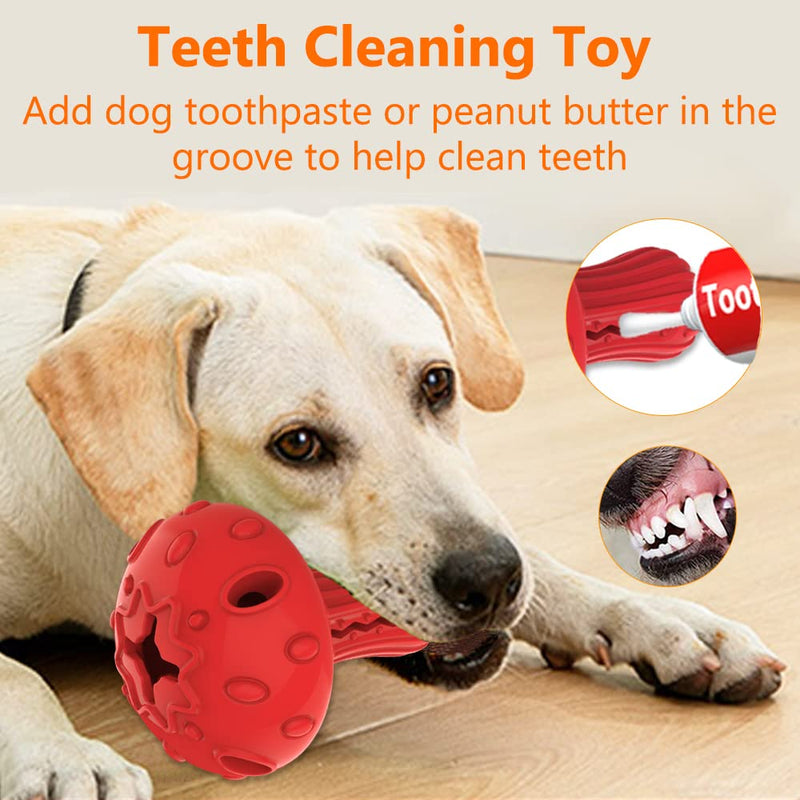 Dog Chew Toy for Large & Medium Dogs, Rubber Treat Dispensing Toy for Aggressive Chewers, Interactive Slow Feeder Tough Puzzle Toys Teeth Cleaning Red - BeesActive Australia