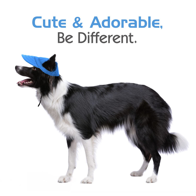 Pawaboo Dog Baseball Cap, Adjustable Dog Outdoor Sport Sun Protection Baseball Hat Cap Visor Sunbonnet Outfit with Ear Holes for Puppy Small Dogs Large (Pack of 1) Blue - BeesActive Australia