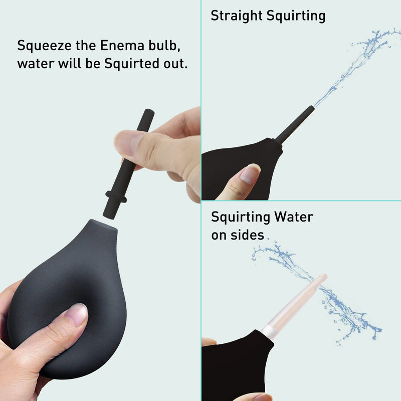 TopQuaFocus 8oz Enema Bulb Kit Clean Anal Douche for Men Women with 4 Replaceable Nozzles 224ml-black - BeesActive Australia